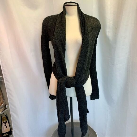 Helmut Lang Gray Alpaca Wool Openfront Cardigan XS - Picture 4 of 11